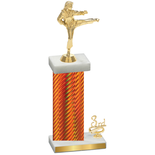 Accented Single Orange Carbon Fiber Third Place Karate Trophy