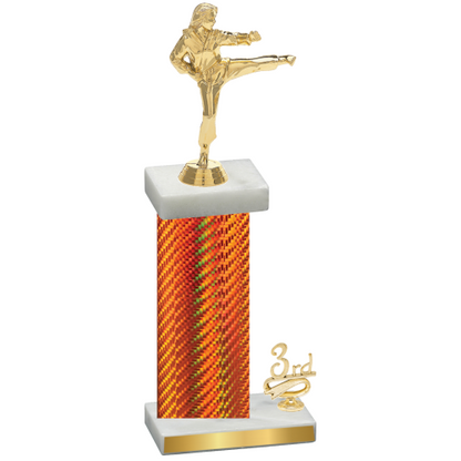 Accented Single Orange Carbon Fiber Third Place Karate Trophy