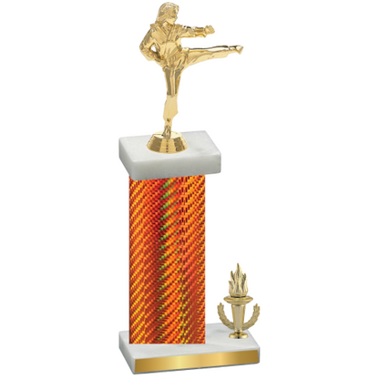 Accented Single Orange Carbon Fiber Victory Karate Trophy