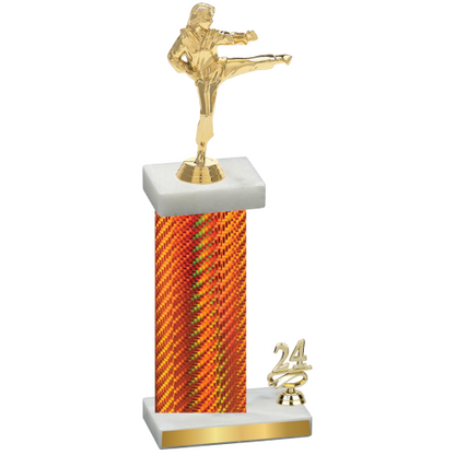 Accented Single Orange Carbon Fiber Year Karate Trophy