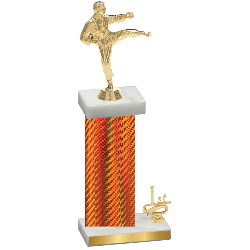 Accented Single Orange Carbon Fiber First Place Karate Trophy