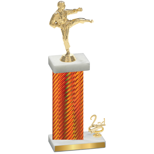 Accented Single Orange Carbon Fiber Second Place Karate Trophy