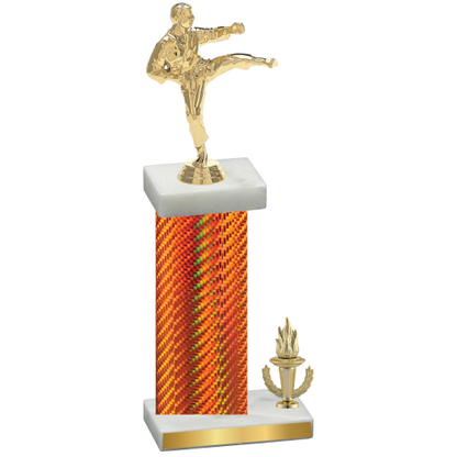 Accented Single Orange Carbon Fiber Victory Karate Trophy