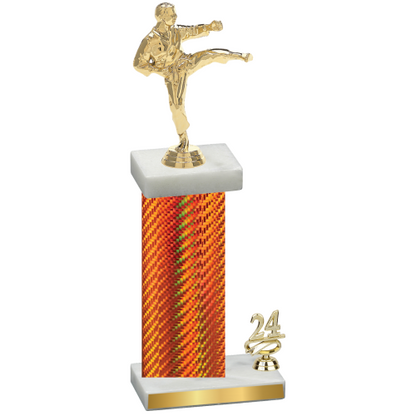 Accented Single Orange Carbon Fiber Year Karate Trophy