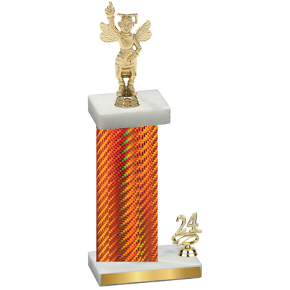 Accented Single Orange Carbon Fiber Year Academics Trophy