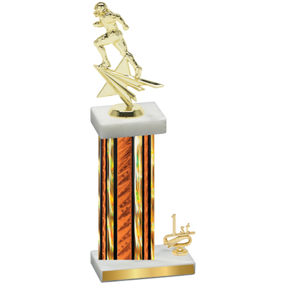 Accented Single Orange Glacier First Place Football Trophy