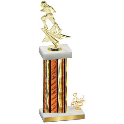 Accented Single Orange Glacier Third Place Football Trophy