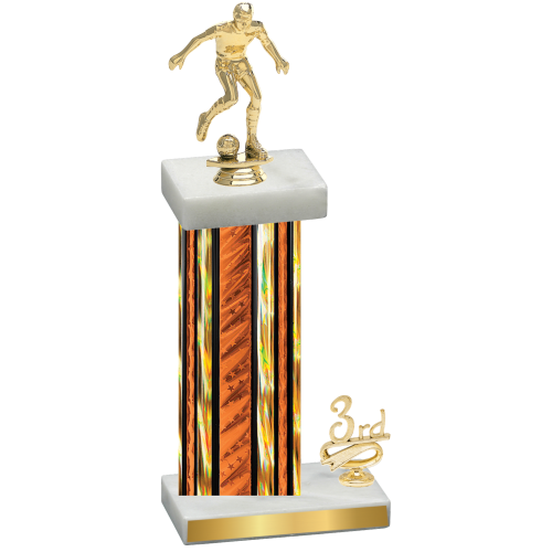 Accented Single Orange Glacier Third Place Soccer Trophy