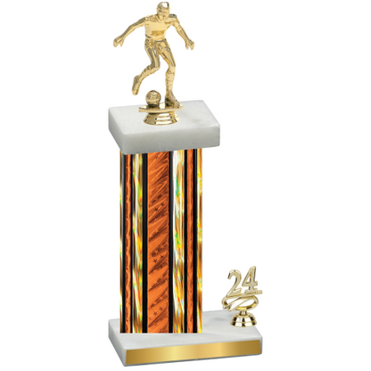 Accented Single Orange Glacier Year Soccer Trophy