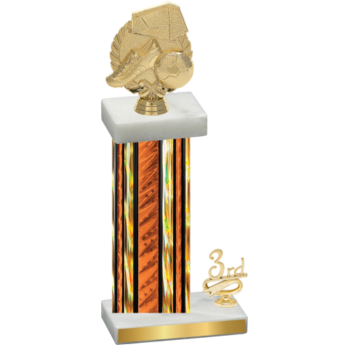 Accented Single Orange Glacier Third Place Soccer Trophy