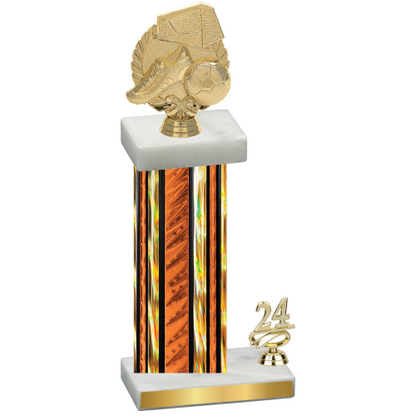 Accented Single Orange Glacier Year Soccer Trophy