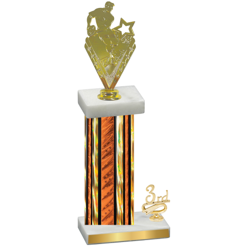 Accented Single Orange Glacier Third Place Rugby Trophy