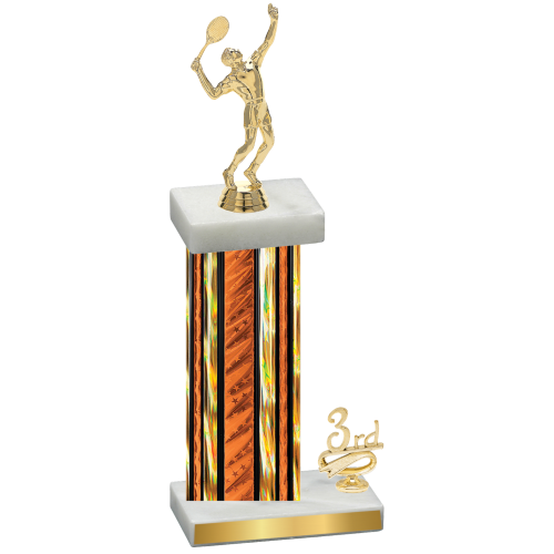 Accented Single Orange Glacier Third Place Tennis Trophy