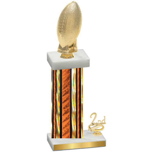 Accented Single Orange Glacier Second Place Football Trophy