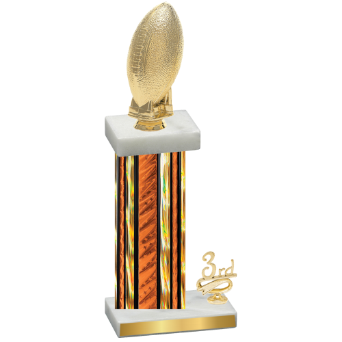Accented Single Orange Glacier Third Place Football Trophy