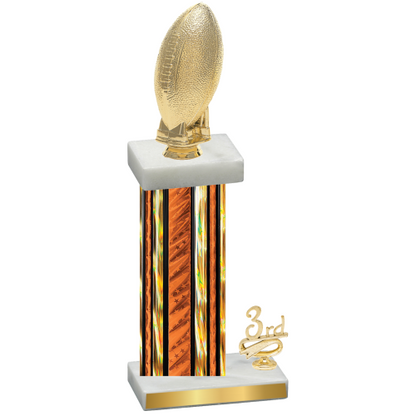Accented Single Orange Glacier Third Place Football Trophy