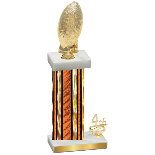 Accented Single Orange Glacier Fourth Place Football Trophy