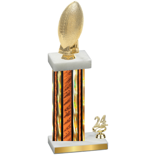 Accented Single Orange Glacier Year Football Trophy