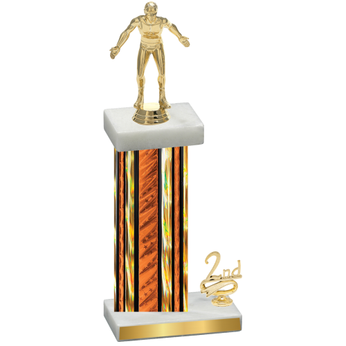 Accented Single Orange Glacier Second Place Wrestling Trophy