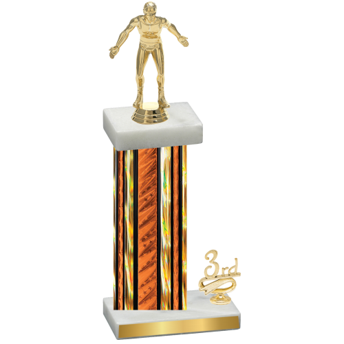 Accented Single Orange Glacier Third Place Wrestling Trophy