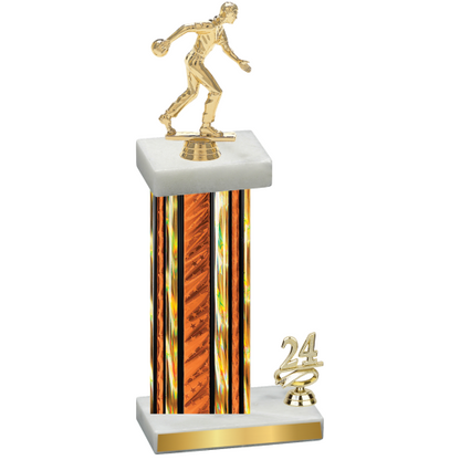 Accented Single Orange Glacier Year Bowling Trophy