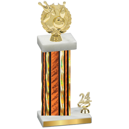 Accented Single Orange Glacier Year Bowling Trophy