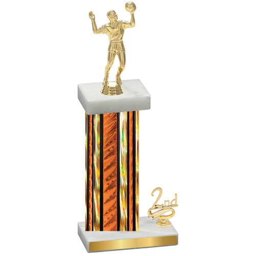 Accented Single Orange Glacier Second Place Volleyball Trophy