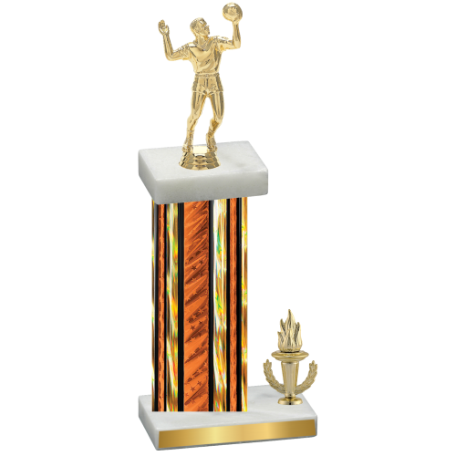 Accented Single Orange Glacier Victory Volleyball Trophy