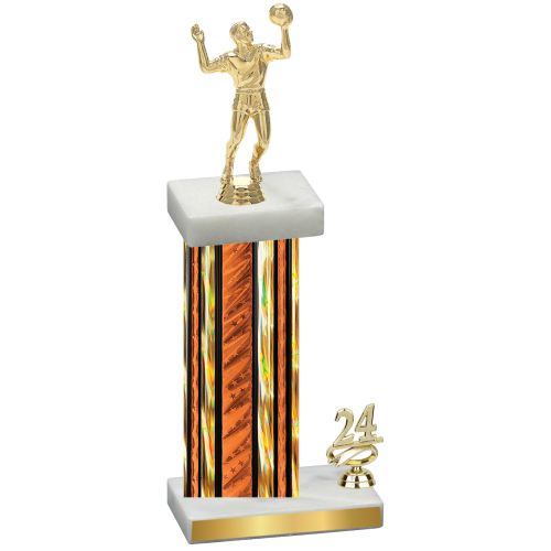 Accented Single Orange Glacier Year Volleyball Trophy