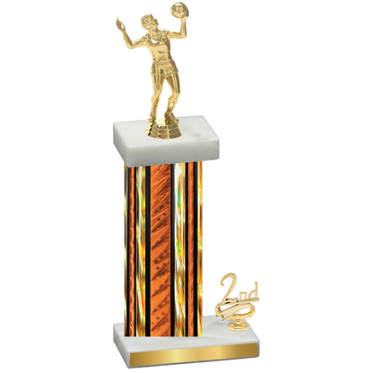 Accented Single Orange Glacier Second Place Volleyball Trophy