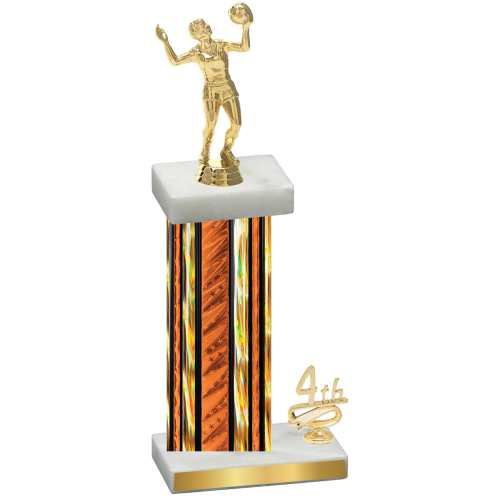 Accented Single Orange Glacier Fourth Place Volleyball Trophy