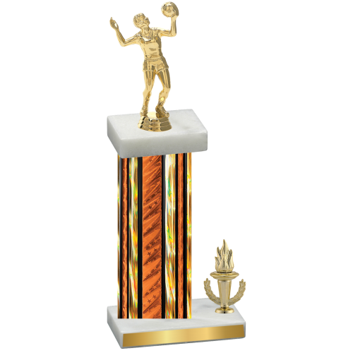 Accented Single Orange Glacier Victory Volleyball Trophy