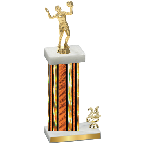 Accented Single Orange Glacier Year Volleyball Trophy