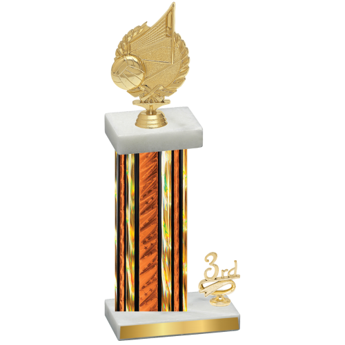 Accented Single Orange Glacier Third Place Volleyball Trophy