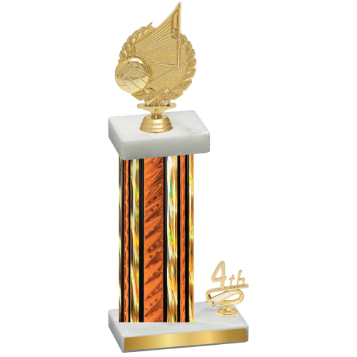 Accented Single Orange Glacier Fourth Place Volleyball Trophy