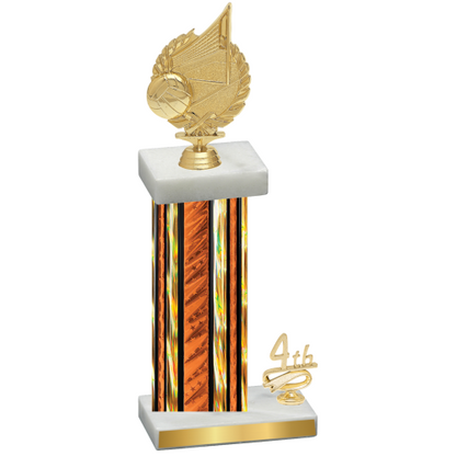 Accented Single Orange Glacier Fourth Place Volleyball Trophy