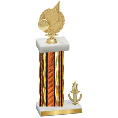 Accented Single Orange Glacier Victory Volleyball Trophy