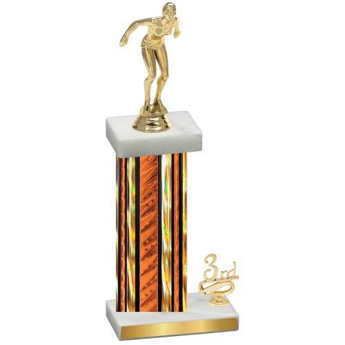 Accented Single Orange Glacier Third Place Tennis Trophy