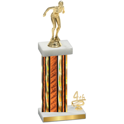 Accented Single Orange Glacier Fourth Place Tennis Trophy