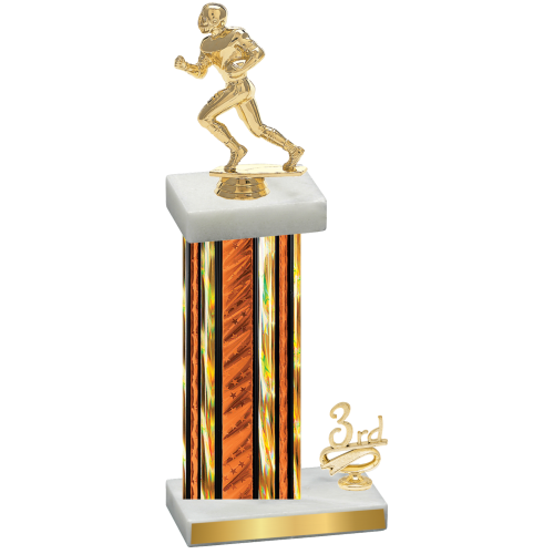 Accented Single Orange Glacier Third Place Football Trophy