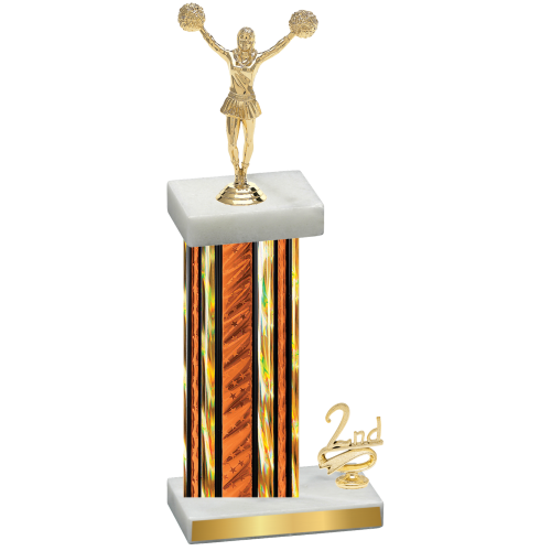 Accented Single Orange Glacier Second Place Cheerleading Trophy