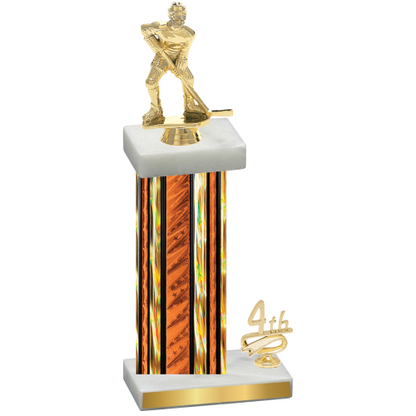 Accented Single Orange Glacier Fourth Place Hockey Trophy