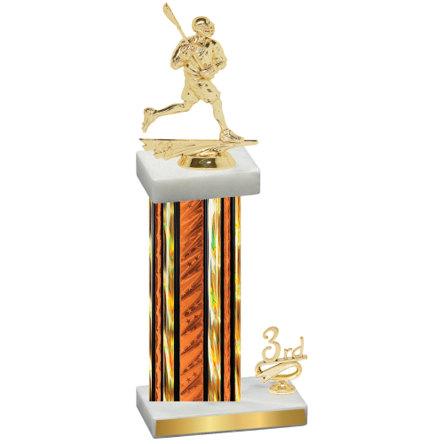 Accented Single Orange Glacier Third Place Lacrosse Trophy