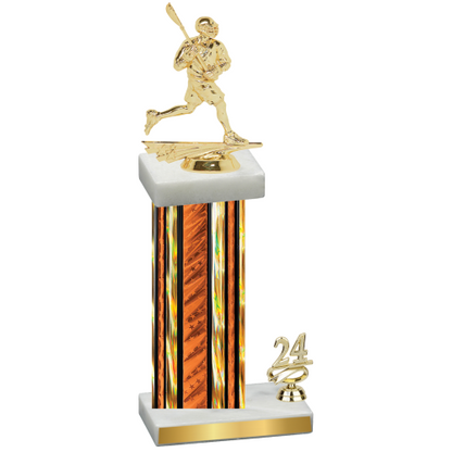 Accented Single Orange Glacier Year Lacrosse Trophy