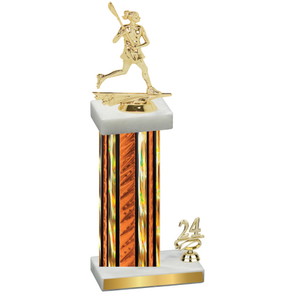 Accented Single Orange Glacier Year Lacrosse Trophy