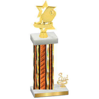 Accented Single Orange Glacier Third Place Pickleball Trophy