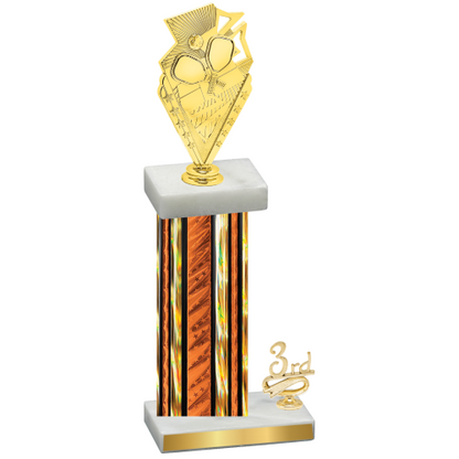 Accented Single Orange Glacier Third Place Pickleball Trophy