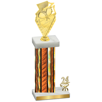 Accented Single Orange Glacier Year Pickleball Trophy