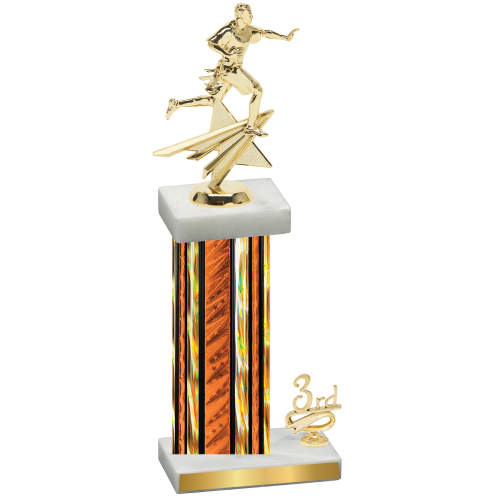 Accented Single Orange Glacier Third Place Flag Football Trophy
