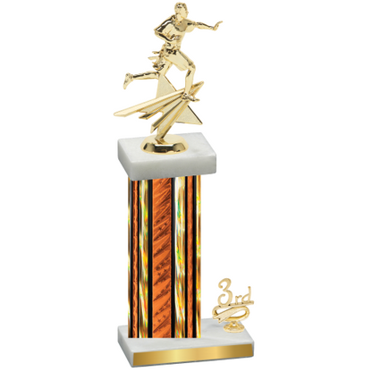 Accented Single Orange Glacier Third Place Flag Football Trophy